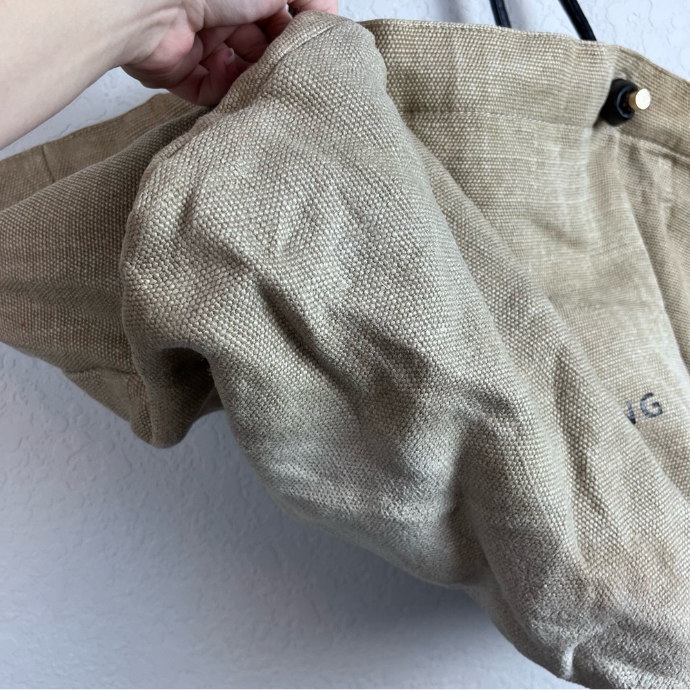 Anine Bing Saffron Large Linen Tote Travel Handbag Purse - Picture 10 of 16